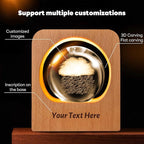 GigaGlow Personalized 3D Crystal Photo Night Light - Custom Engraved Glass Ball with LED Wood Base | Perfect Custom Gift for Family, Pets, Birthday, Valentine's Day