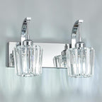 FDPBY Modern Bathroom Vanity Light, 2-Light Chrome Wall Sconce with Crystal Accents, Over Mirror Bathroom Lighting Fixture, 13.77" Long Dimmable Vanity Lamp for Makeup, Easy Installation