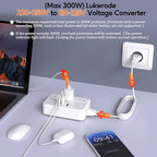 Lukwrode 220V to 110V Voltage Converter Universal Travel Adapter with 35W PD 2 Type C Port 2 USB A Port,US to Europe International Power Converter Combo Plug for Worldwide European US EU AU UK White-W