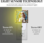 PODMemory Cavalier King Charles Spaniel Stained Glass Night Lights Plug into Wall for Room, Cavalier King Charles Spaniel Night Light LED for Bedroom