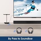 SIMOLIO Dual Wireless Headphones for TV Watching w/ 2.4G Transmitter & Charging Stand & Spare Battery, Dialog Clarifying, by-Pass, Tone & Balance Control, Clear Voice for Seniors, Long Range, SM829D2