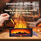 Fireplace Humidifier Diffuser, 7 Colors Flame Diffuser for Essential Oils, Fire Aroma Diffuser with Remote, Air Humidifiers Aromatherapy Diffuser for Home, Bedroom, Office,Yoga