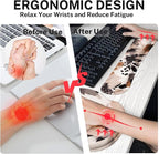 Britimes Brown Boho Tribal Flower Keyboard Mouse Pad Set 4in1 Large Mousepad+Keyboard Wrist Rest+Mouse Wrist Rest+Coaster Set with Ergonomic Design for Home Office Computer 35.4x15.7 inches