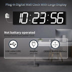 CHKOSDA 28.4'Large Digital Wall Clock,Automic Digital Clock with Alarm,Clendar and Termperature,Auto Time Sync with Easy Operation, Big Timer with Countdown and Countup (White)