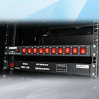 10 Outlets Horizontal 1U PDU Rackmount Power Strip - 10 Individual Led Switches, 100V-250V-1800 Joules, w/ 6 ft Power Cord for Office、Home and Network Server