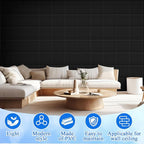 Nuanchu 32 Pcs 3D Slat Wall Panels 12 x 12 Inch PVC Fluted Textured Panel Cuttable Paintable DIY Wall Art Decorative Tiles for Ceiling Studio Bathroom Interior TV Background (Black)