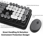 Wireless Keyboard and Mouse, KOOTOP Cute Keyboard and Mouse, 2.4G Wireless Keyboard with Retro Round Keycap for PC, Mac, Laptop,Tablet,Computer Windows (Grey)