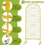 VGMiu Grid Wall Panel 1PCS Display Stand 2' x 5.2' FT Gold Grid Wall Panels Movable Retail Display Racks Floorstanding Gridwall Heavy Duty with Wheel for Art Craft Photo Displays Fair Trade Show
