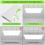 SLAclite 6 Pack 2x4 LED Flat Panel Light 50/40/35/30/25W 6500lm Adjustable, 0-10V Dimmable LED Flush Mount Ceiling Light Fixtures, 2.7K/3K/3.5K/4K/5K Selectable for Office Kitchen Garage - ETL Listed