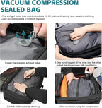 Vacuum Compression Backpack with Pump, Extra Large Capacity 45L Expandable Travel Backpack, Water Resistant 17.3" Laptop Backpack with USB Charging Port for Men & Women