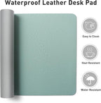 Aothia Leather Desk Pad Protector, Mouse Pad, Office Desk Mat, Non-Slip PU Leather Desk Blotter, Laptop Desk Pad, Waterproof Desk Writing Pad for Office and Home (23.6" x 13.7", Light Blue)