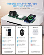 Iseyyox 3 in 1 Wireless Charger for iPhone - Foldable Charging Station Travel Charging Dock Compatible with iPhone 16 15 14 13 12 Pro Max Plus Watch & Airpods