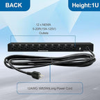 ThePoEstore 1U PDU Network Servers Surge Protector Power Distribution Unit 12-Outlet, 120V 20A, 3600 Joules 10KA,19″ Rack Mount Power Strip,Heavy-Duty 12AWG 16 ft Cord,w/AC Filter