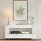 Vavkorkula High Gloss TV Stand for 65 Inch with 2 Large Drawers & Hidden Storage Cabinets, Modern Entertainment Center Television Stands for Living Room Bedroom, White