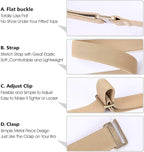 JASGOOD Women No Show Stretch Belt Elastic Web Strap Belt with Flat Buckle for Jeans Pants Dresses