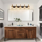 FDPBY 5-Light Crystal Vanity Light, Modern Black Gold Bathroom Wall Sconce with K9 Crystal Shades, 42.51" Long Over Mirror Lighting for Vanity, Makeup, Hallway, Elegant & Easy Installation
