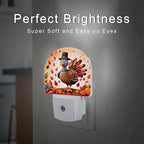 sndheke Cute Cartoon Turkey Night Light for Kids,Thanksgiving Day Fall Autumn Night Light Plug in with Dusk to Dawn Sensor,0.5w Energy Saving Nightlight for Hallway Stairway Kitchen Bedroom