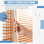 Bokon 2 Pieces White Fiberglass Blind Wand Vertical Blinds Stick Replacement with Hook and Handle for Window Opener Accessory(17 Inch)