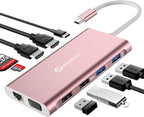 Docking Station, UtechSmart Docking Station Dual Monitor Triple Display USB C Adapter with 2 HDMI, VGA, PD 3.0 Port, SD TF Card Reader, 4 USB Ports USB-C Dock Compatible for MacBook, Other USBC Laptop