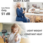 Hair Dryer, High Speed Ionic Blow Dryer, 5X-Fast Drying, 2 Billion Negative Ions, Low Noise,160000 RPM, Compact Blow Dryer with Magnetic Diffuser for Faster Drying All Hair Types(Black Gray)