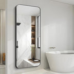 FORBATH Large Bathroom Mirror 72x30 Inches, Black Oversized Wall Mirror for 2 Sinks Aluminum Frame Wall Mounted Rounded Corner Morndern Mirror for Bathroom Bedroom Entryway Living Room