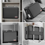 DocSafe Fireproof Document Box with Lock, Hard Case File Organizer with Accordion File Folder, Fireproof Water Resistant Safe Box Home Office Travel Storage for Important Documents Laptop Black
