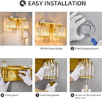 FDPBY Gold Bathroom Vanity Lights Crystal Vanity Light Bathroom Lighting Fixtures 2 Light Modern Vanity Lighting Fixtures