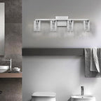 SADENICEL 4-Light Bathroom Light Fixtures, Brushed Nickel, Dimmable LED White/Neutral/Warm Crystal Bathroom Vanity Lights Over Mirror, for Bedroom,Living Room