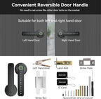 GEKRONE Fingerprint Smart Lever Lock TUYA APP Control Keyless Entry Bluetooth Touchscreen Indoor Handle Biometric Electronic Digital Door Knob with Keypad Suitable for Hotel Office Apartment Bedroom