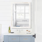 Tanmicoshomy White Shell Framed Rectangular Mirrors for Bathroom, 30x40 Inch Mirrors with Tempered Glass for Bedroom Living Room or Entryway, Wall Mounted Horizontal or Vertical Hanging