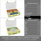 Aptbyte Battery Organizer Storage Holder Box Case with Tester- 269 Batteries Double-Sided Variety Pack, Holds AA AAA 4A C D Cell 9V 3V Lithium LR44 CR2 CR123 CR1632 18650 Button- Green (Box Only)