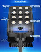 Gefolly G-13000W Solar Street Light Outdoor, Wide Angle Commercial Parking Lot Light Dusk to Dawn 6500K IP67 Flood Security with Motion Sensor Lamp for Yard, Basketball Court