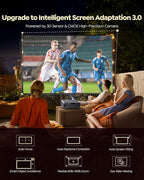 [Built-in Official Apps/4K Support] Smart Outdoor Projector with WiFi and Bluetooth, 800ANSI Movie Projector, DoIby Audio with Dual Speaker, Auto Focus w/ YouTube&PrimeVideo Proyector, Upgrad P62 Pro