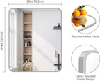 FORBATH 30x36 Inch Silver Bathroom Mirror for Over Sink, Large Rectangular Wall Mirror with Metal Frame, Rounded Corners for Bathroom, Bedroom, Entryway Decor (Horizontal or Vertical)