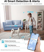 blurams Cameras for Home Security, 2K Pet Camera with Phone App, 360° PTZ Indoor Cameras, 2-Way Talk, Motion Tracking, Color/IR Night Vision, Compatible with Alexa, 8MP, Wi-Fi 6