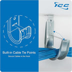 ICC Ceiling Mount J Hook 2” with Retainer Clip - Galvanized Steel Cable Management Hooks for Hanging Cable - Rust-Resistant, EIA and TIA Compliant - 2 Inch 25-Pack