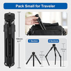 LEOFOTO Aluminum Mini Table Tripod, Weight 162g/0.35lb, Maxload 5kg/11lb, Foldable Stand, Compact Camera Spider Tripod, for Camera/Phone/Live Stream Light/Projector MT-03 Lightweight Version (MT-03S)
