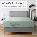 Bambaw 100% Viscose Derived from Bamboo Fitted Sheet King Size, Cooling Fitted Sheets King Size, 16’’ Deep Pocket, Cooling Mattress Sheets (Sea Glass)