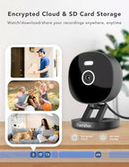 FAMVIVA 2K Security Camera, Outdoor/Indoor for Home, Pet, Baby, Nanny, IP65 Waterproof Color Night Vision, White Light & Siren, Recording, Motion Detection, Compatible with Alexa,Black-2P
