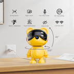 dzcctvipc-Cute Bear-2K Smart-Robot Security-Camera Wireless - Nanny & Pet Motion Monitor with Mobile App,Baby Cry Detection Alarm,5G Dual-Band,Pan-Tilt,Full HD Night Vision,24/7 Recording,2-Way Audio