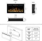 33" WiFi Electric Fireplace Inserts, Recessed and Wall Mounted Fireplace Heater W/Adjustable Flame Color & Brightness, Thermostat, 9H Timer, App and Remote Control, 750/1500W