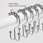 Shower Curtain Hooks, Goowin Shower Curtain Rings, Stainless Steel Shower Curtain Hooks Rust Proof Free Sliding Double Shower Hooks for Curtain, Shower Curtains & Liners (Chrome)