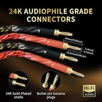 12 AWG 2Pack Audiophile Speaker Cable – Speaker Wire with Banana Plugs,4N OFC Core,Nylon Braid,Audio Wire,Compatible with Amplifier,Speakers,AV Receiver& Home Theater(9.84ft/3m)