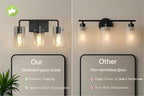 L LOHAS LED 3-Light Bathroom Light Fixtures, 17.71" Black Bathroom Vanity Light with Straight Glass Shades, Modern Vanity Lights for Bathroom Light Fixtures Over Mirror Living Room Hallway, E26, ETL