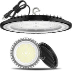 2Pack UFO LED High Bay Light 250w, 5000K,36,000LM, 5 ft cable with Us Plug UL Certified Plug,Hanging HookIP65 Commercial Warehouse Area Light for Wet Location Area, Workshop, Garage, Factory Barn