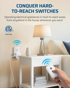 DEWENWILS Remote Control Outlet, Upgraded Version Wireless Remote Light Switch for Lamp, Household Appliances, 15A/1875W, 100 FT Long Range, Compact Side Plug, ETL Listed, White…