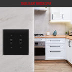 ENERLITES Double Light Wall, Toggle Switch Plate, 2-Gang Mid-Size 4.88" x 4.92", Unbreakable Polycarbonate Thermoplastic, UL Listed, 8812M-BK, Black