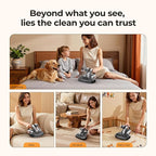 JIGOO Mattress Vacuum Cleaner with UV-C Light, Bed Vacuum Cleaner with Dust Sensor, Ultrasonic and High Heating, Deep Cleaning Bed Vacuum for Sofa Bed Fabric Surface (Gray)