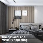 Art3d 8-Pack 96 x 6in. WPC Acoustic Slat Wall Panel for Modern Interior Decor, TV Background, Living Room, White Ash