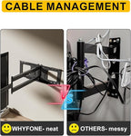 48'' Extension Extra Long Arm TV Wall Mount, Heavy Duty Full Motion TV Wall Mount for 37 to70,75,77,80,85'' Screens, Max VESA 600x400mm, Hold 110 lbs, 16''-24'' Wood Studs/Concrete/Brick Wall
